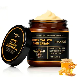 Tallow Honey Balm, Beef Tallow for Skin, Moisturizer with Organic Grass-Fed Beef Tallow Balm Raw Honeys and Beeswax, Suitable for All Skin Types