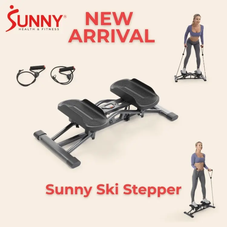 Sunny Health & Fitness Smart Ski & Balance Stepper with Resistance Bands, Ski Simulator for Balance Training, Ski-Inspired Side-to-Side Cardio, Guided Balance & Coordination Trainer, LCD Monitor, Bluetooth, home workout, 300 LB Capacity