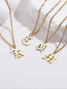Vintage British Style Initial Letter Necklace Custom A-Z Name Pendant Stainless Steel Jewelry Birthday Gift for Women All Seasons Wear