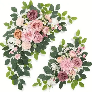 Romantic Soft Floral Artificial Flower Arrangement, Flowers with Leaves, Wedding Party Decor, Export Grade Fake Wreath, Home Decor Accessory