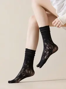 Japanese Lace Toe Separated Mid-Calf Socks, Women's Lace Toe Design, 1 Pair Pack, Stylish, Aesthetic, Comfortable and Fit Footwear