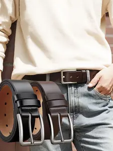 Men's Vintage Alloy Buckle Casual Business Belt, Durable Fashion Versatile Waistband, Stylish Leather Pants Strap, All Seasons Wear