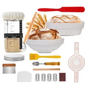 Banneton Bread Proofing Basket Set, 1 Set Oval & Round Bread Baking Supplies, Bread Lame & Food Brush & Dough Scraper Utensils Kit, Baking Accessories, Baking Tools