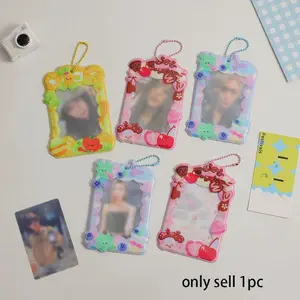 Cute ID Holder with Dessert Design, Creative Multi-Purpose Card Case, Kawaii Transparent Keychain, Idol Photo Protection Card