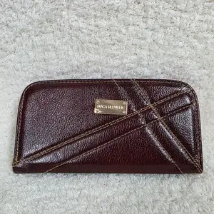 Mexican Handmade Burgundy Red Leather Bifold Zip-Around Wallet