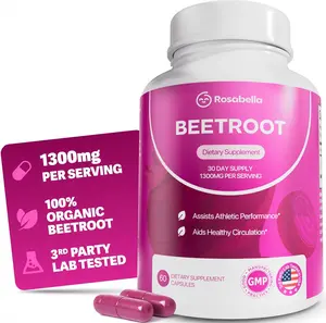 Rosabella Organic Beetroot Capsules (1300mg) for Blood Flow & Heart Health