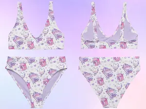 Kawaii Cute, Melting Frozen Treat Bunny Bikini Swimsuit Set, Alt Swimwear