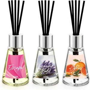 Reed Diffuser of 3 Pack, Escape Lavender Citrus Oil Diffusers with Sticks, Reed Diffusers for  Bathroom Bedroom, Each 1.7Fl Oz, Total 5.1Oz
