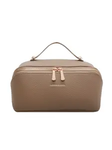 Vintage Texture Large Capacity Makeup Bag, Portable Dual Zipper Travel Organizer, Luxury Handheld Bathroom Kit, Skincare Storage Case, Cosmetic Bag, Travel Cosmetic Bags