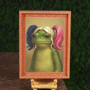 Funny Frog Refrigerator Magnet, Mini Photo Frame Fridge Magnet, Humorous Home Decor, Festive Decoration, Great Holiday Gift