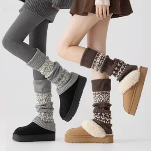 Autumn Winter New Fair Isle Sock Covers, Slouch Socks, YK Calf Socks, Women's Warm Leg Warmers, Mid-Calf Leg Covers, socks for winter