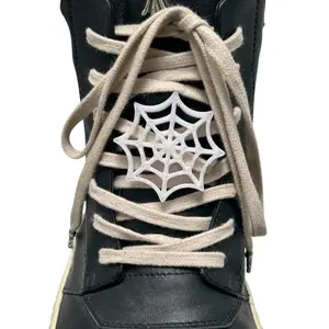Spider Web Shoelace Charms Set (TWO) – Gothic Lace Lock for Sneakers, Halloween Punk Accessory, Spooky Cute Spider Shoe Detail