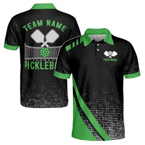 Personalized Name Team Name Time To Play Pickleball Green Men's Polo Shirt S-5XL
