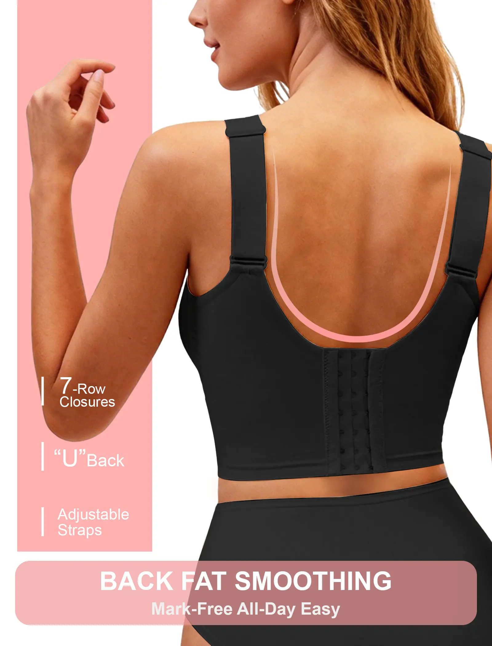 SOFT INTENTION Back Fat Smoothing Bra Full Coverage Bras Supportive Comfort No Underwire 7 Roll hooks