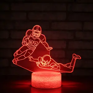 American Football Players Tackle Themed Acrylic Night Light - Neon-Style Sports Decor for Bedrooms, Desks, Game Rooms & Football Fan Living Spaces