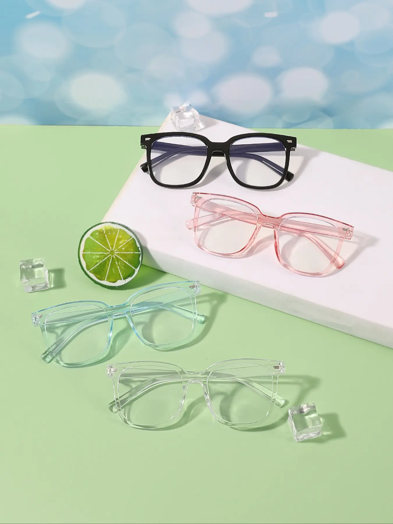 Multicolor PC Geometric Glasses, Eyewear Accessories, 4 Pairs Fashion Durable Design, Perfect Gift for Junior Kids, Casual Style, All Seasons