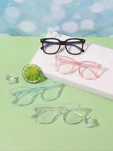Multicolor PC Geometric Glasses, Eyewear, 4 Pairs Fashion Durable Design, Perfect Gift for Kids, Casual Style, All Seasons
