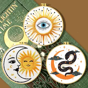 3-Piece Tarot Astrology Embroidery Craft Starter Kit, Beginner-Friendly, Includes Patterns and Instructions, Sewing Practice Set, Hand Embroidery Design, DIY Kit # GLOBAL PICKS