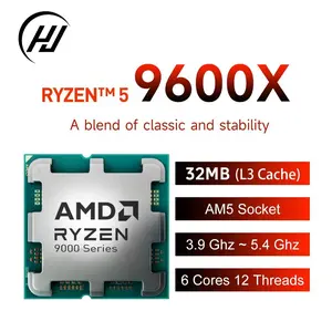AMD Ryzen 5 9600X 5.4GHz 6-Core 12-Thread Processor, Tdp 65w, Am5 Interface, Gaming Cpu, New Without Fan, Ideal for PC Gamers