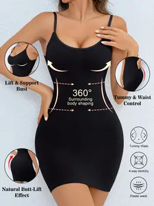 White Fitness Dress Women Stretchy Slimming Elastic Waist Adjustable Straps Ideal for Gym Yoga Dance Daily Wear 360 Surrounding Body Shaping