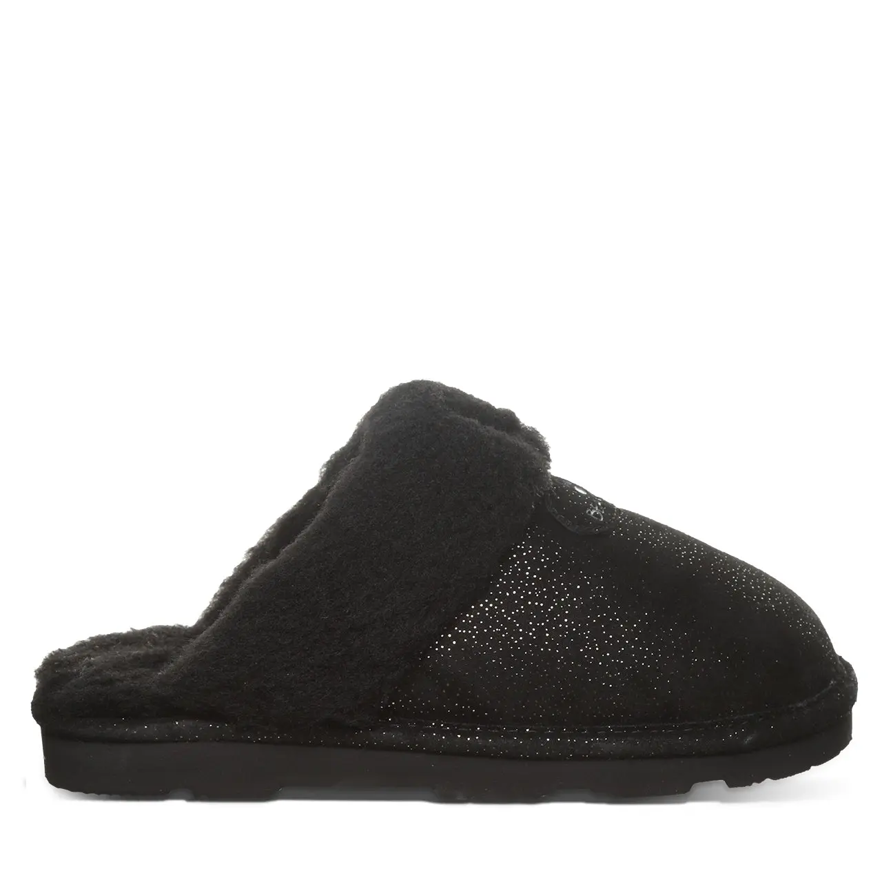 BEARPAW Loki Exotic Women's Sparkling Suede Slipper with Cozy Lining - Black Metallic