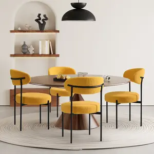 Mid Century Modern Upholstered Sherpa Dining Chairs (Set of 4)