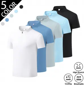 2026 New Arrival Men's Quick Dry Polo Shirt, Half-Zip Stand Collar Short Sleeve T-Shirt, Breathable Cooling High Stretch Athletic Top, Solid Color Casual Sports Tee for Men, Couple Matching Summer Outdoor Fitness Yoga Running Gym T-Shirt