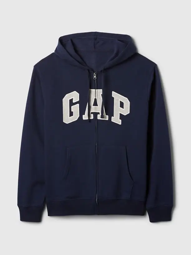 Men Relaxed Gap Logo Zip Hoodie - Tapestry Navy - TikTok Shop