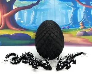 2pcs Articulated 3D Printed Dragons and Dragon Egg, Black and White Mother and Child Cherry Blossom Dragons, Gift for Mother's Day Decor Colorful
