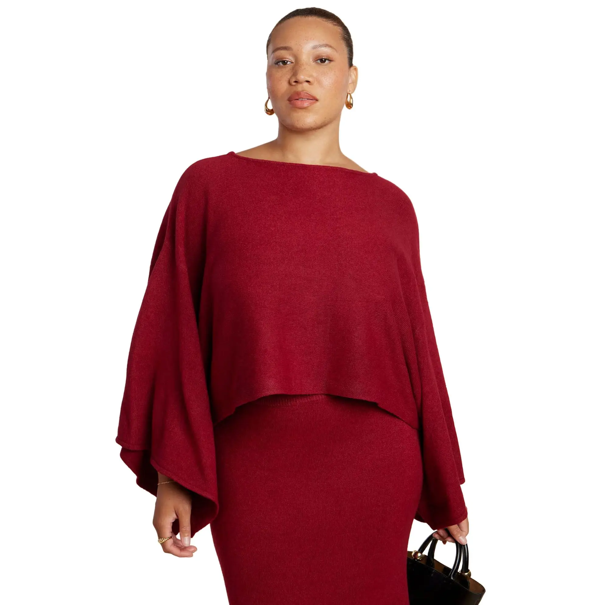 ELOQUII Women's Plus Size Draped Cropped Sweater
