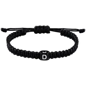Initial Bracelet for Women Men Charm Handmade Bracelets Rope Braided Letter Bracelet for Couples Best Friend,Adjustable Father Mother Day Gifts for Mom Boyfriend Friendship Jewelry (D)