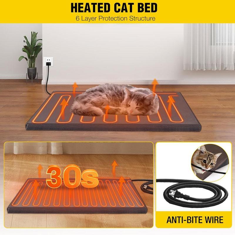 【Holidayhaul】Aivituvin-AIR91-IN-HP Wooden Heated Cat House with Adjustable Temperature Pad | Waterproof Roof| Outdoor Cat Shelter| Insulation