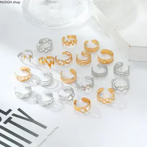 Trendy Gold Mixed Toe Rings Collection - Elegant Infinity Heart Lightning Star Twisted Chain Designs, Shiny Waterproof Stackable Toe Rings for Women, Perfect for Summer Beach Party Vacation & Bohemian Foot Stacking