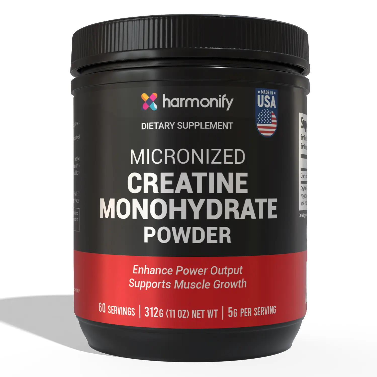 HARMONIFY Micronized Creatine Monohydrate Powder – 5g per Serving, 60 Servings (312g) – Supports Muscle Growth, Strength & Power – Unflavored, Pure Creatine for Pre & Post-Workout