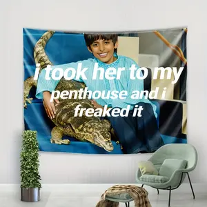 Took Her To My Penthouse Funny Flag - Polyester Wall Hanging for Living Room, Bedroom, Dorm, Study, Party cloth tapestry bedroom flag complex  tapestry