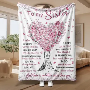 Cozy Letter Name Pattern Throw Blanket Super Soft Fluffy Warm Comfy Bed Couch Blanket for Women Girls, Aesthetic Birthday Christmas Sister Friend Gift with Portable Storage Bag for Home Travel