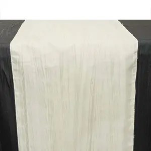 Taffeta Table Runner 12"x108" Ivory - Accordion Crinkle Table Linen