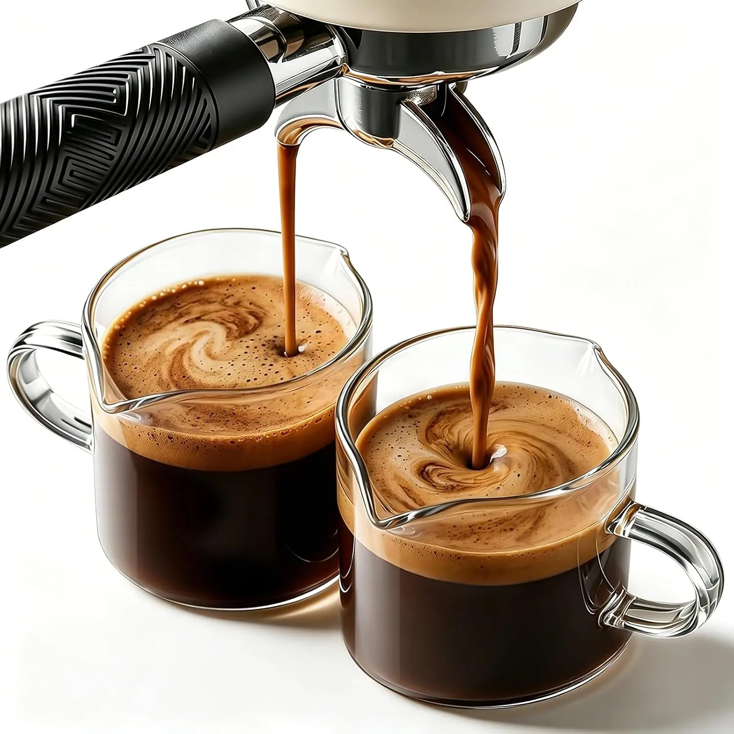 4oz Glass Espresso Cups Set of 2 - Handled & Spouted, Essential Kitchen Drinkware for Home Baristas, Coffee Bar & Espresso Machine Accessories