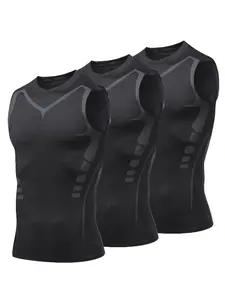 3 Pack Sleeveless Workout Shirts for Men, Quick Drying Gym Undershirts Tank Tops, Stretch Basketball Running Sports Vest Workout Tops, Fitness Workout Vest