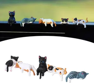 [Free!!ship] BMTWE Mini Cute Cat Ornaments 5 PCS Resin Multi Pose Kitty Desk Ornaments Cartoon Style Decorative Figurines for Desk Computer Home Office School