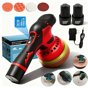 Cordless Car Buffer Polisher Kit 6 Inch with 12V 2x1300mAh & 4 Attachments 8 Variable Speed 2800-5500RPM Orbital Polisher for Detailing Sanding Scratch Removing