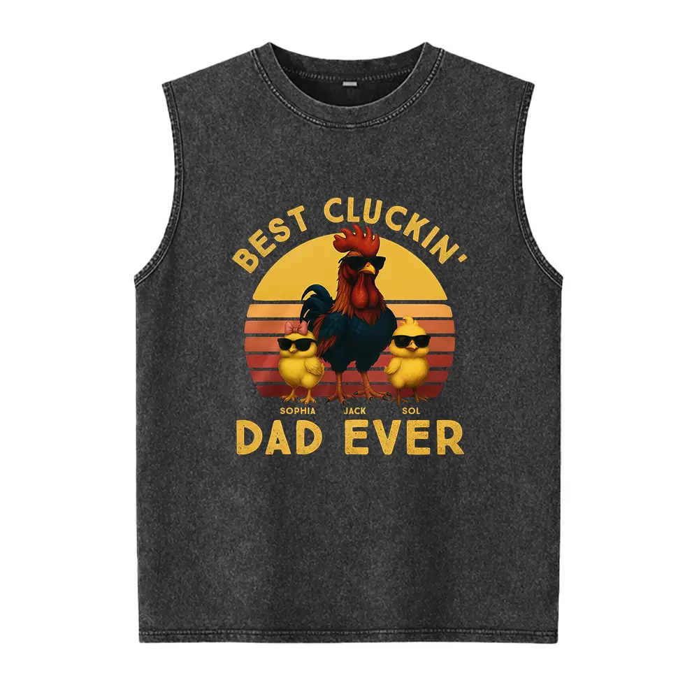 Best Cluckin' Dad Ever, Funny Father's Day Gifts for Chicken Lover, Personalized Chicken Washed Vest, Chic