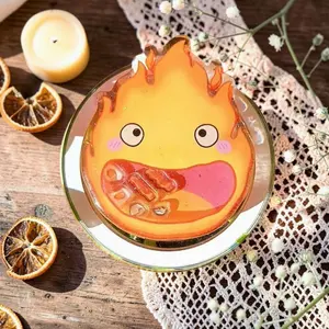 Cute Calcifer Anime Phone Grip Shaker | Aesthetic Moving Castle Resin Phone Holder Ghibli Inspired