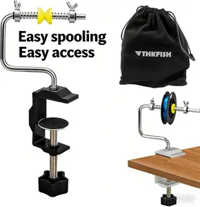 THKFISH Fishing Line Spooler – Easily Load Line Onto Any Reel, No-Slip Table Clamp, Easy 1-Person Operation, Smooth & Tangle-Free, Adjustable for Spinning & Baitcasting Reels, Won‘t Slide Like Suction Cups