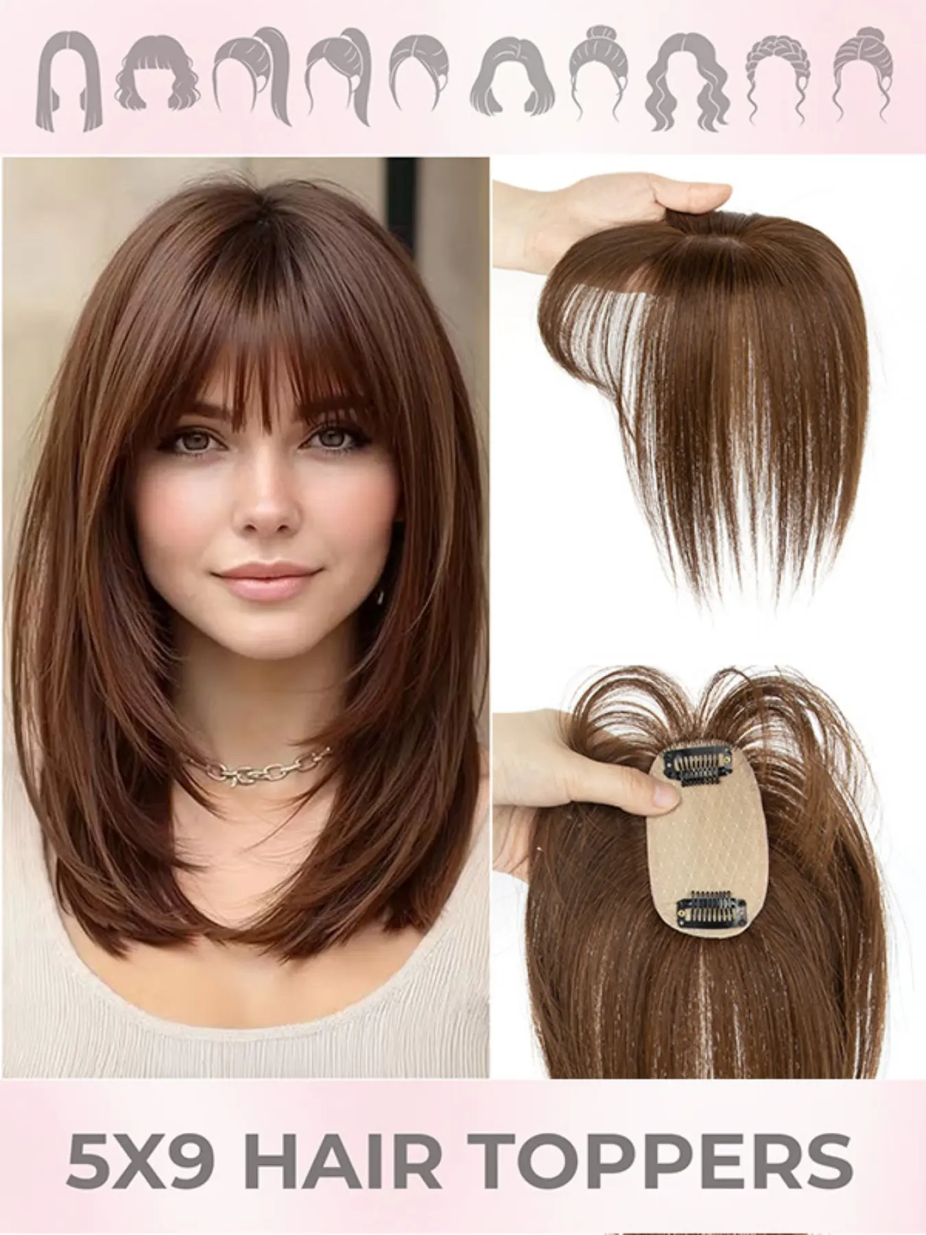 Real Hair Wig Straight Lace Base Clip-In Wigs for Bald Heads Sparse Hair Ponytail Bun Women Comfortable Easy Wear Real Hair Extensions Hair Replacement Natural Straight Hair