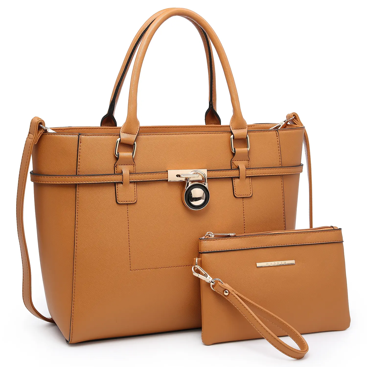 Faux Leather Satchel with Matching Wristlet trendy shoulder