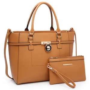 Faux Leather Satchel with Matching Wristlet trendy shoulder