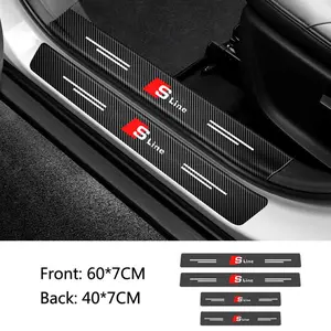 4pcs Car Door Threshold Sill Protector Stickers, Auto Accessories for Audi Models, Sline, Durable Protection & Stylish Design