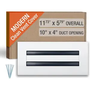 Clean Modern AC Vent Cover 10 x 4 (DUCT OPENING CUTOUT) - Decorative White Air Vent - Standard Linear Slot Diffuser - Register Grille for Ceiling, Walls & Floors - All Aluminium