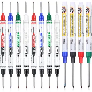 12 count Long  Deep Hole Marker Pens, 20mm Dual Tip Long Nib Nose Reach Permanent Marker  Construction Carpenter Ink Marking Tool for  Metal Glass Concrete Steel Tile DIY Project